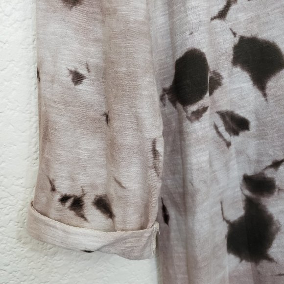 Vince Women's Crew Brown & Tan Tie Dye Splatter Pocket Folded Oversize Shirt S - Picture 5 of 16